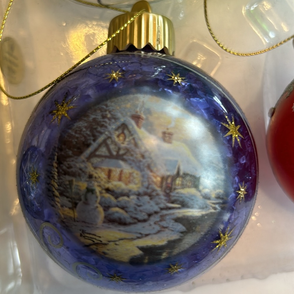 NWT VTG set of 7, Thomas Kinkade” luminary glass ornaments - Picture 12 of 12